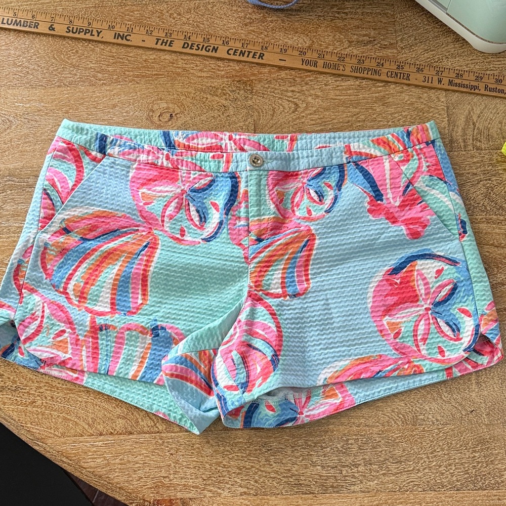 Lilly Pulitzer Blue and Pink Floral High Waist Shorts